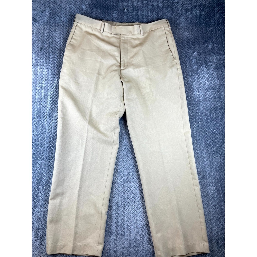 Perry Ellis Portfolio Dress Pants Men 36x30 Khaki Flat Front Straight Fit Formal